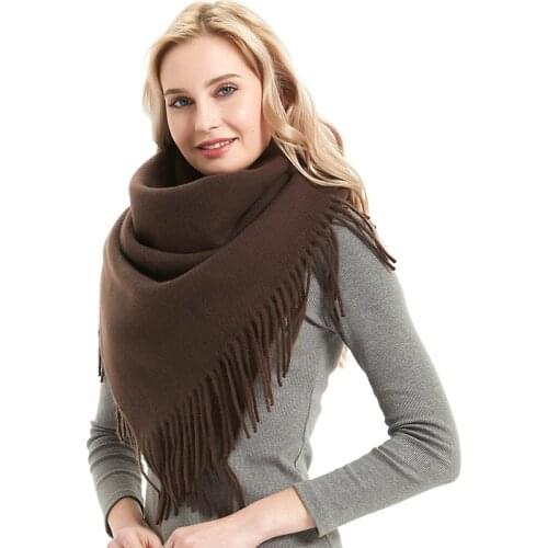 2021 Autumn and Winter New Scarf Fashion Style for Both Men and Women Solid Color Tassel Square Shawl