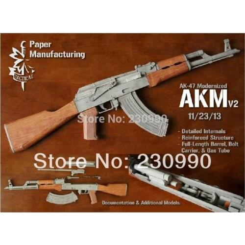 Total Internal Structure Version AKM-v2 AK47 Assault Rifle 3D Scaled Paper Models Gun Weapons Paper Models Toys For Kid Adult