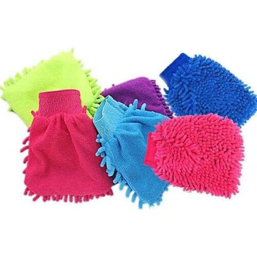 New Microfiber Car Vehicle Window Washing Glove Soft Chenille Garden Gloves Kitchen Car Care Brush Hand Towel Cleaning Tool