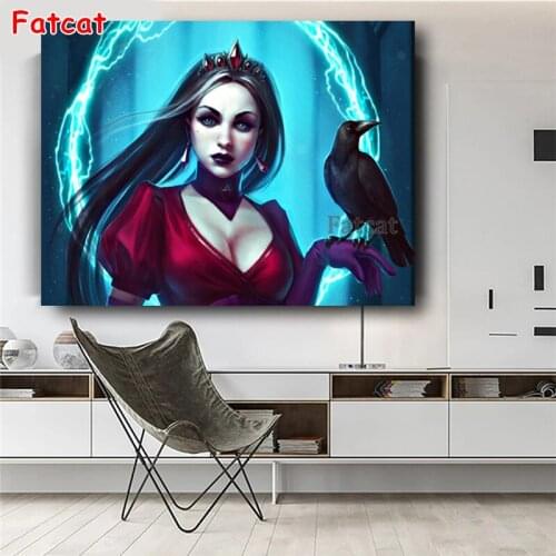 5D Full Square Diamond Embroidery Gothic Crow Lady DIY Diamond Painting Vampire Girl Picture Of Rhinestone Cross Stitch PP1675