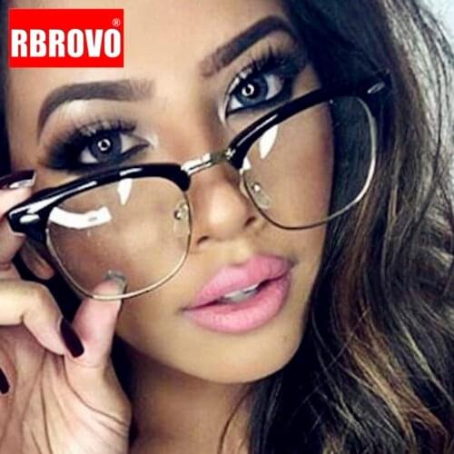 RBROVO 2021 Clear Glasses Frame Women Classic Eyeglasses Frame Women/Men Luxury Glasses Frame Transparent Lens Optical Glass