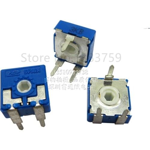5pcs Adjustable Resistor CA9 Horizontal Hexagon Hole 3K PT10 Potentiometer