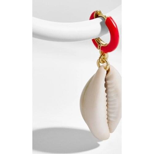 Natural Shell Elegant Jewelry Copper Buckle Drip Oil3Color Shell Earrings Fashion Sweet Earrings Simple Elegant Jewelry