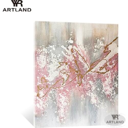 Modern Abstract Handmade canvas acrylic oil painting romantic pink landscape for wedding decoration living room bedroom unframed