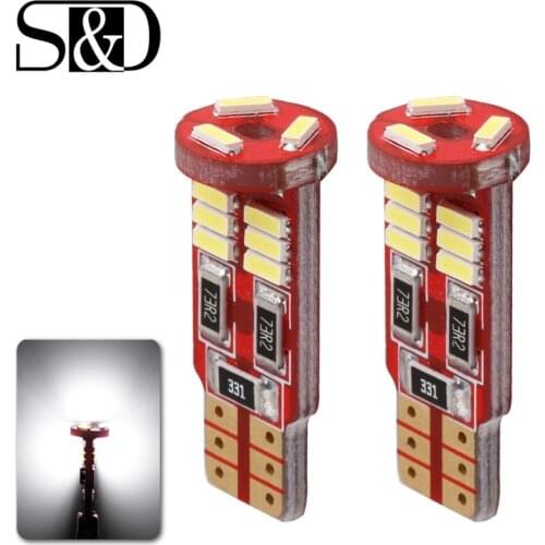 2Pcs T10 Led Canbus W5W 194 4014 15SMD White Auto Car Leds Bulbs Interior Dome Reading Lights Reverse License Plate lamps 12V