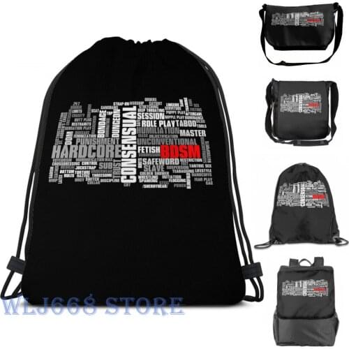 Funny graphic print shoulder Bags women BDSM words cloud Single shoulder backpack travel for men Gym Bag