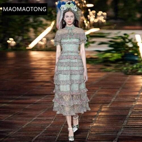 Womens Clothing Fashion Designer Dress Summer Women Dress Short Sleeve Cascading Ruffle Floral Print Party Mesh Dresses