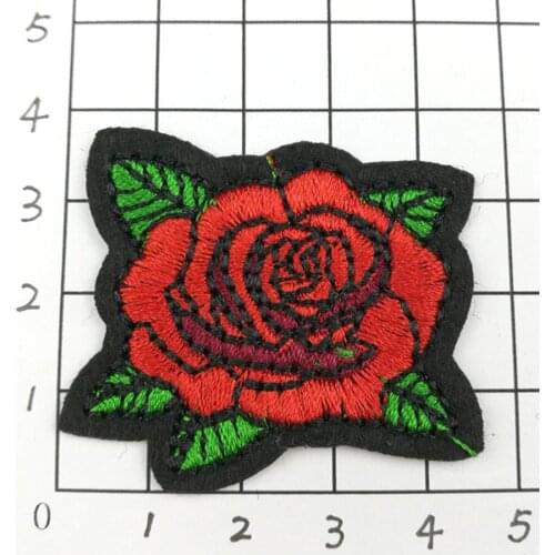 1Pcs Sewing Accessories Patchworks Iron-on Embroidered Rose Flower Patches Shapes Applique Fabric Badge Weding Clothing DIY