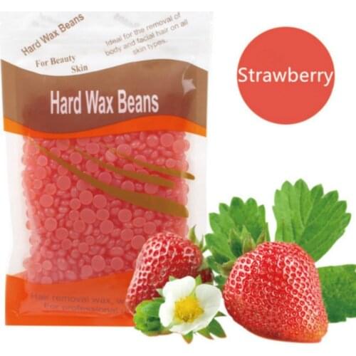 100g/pack Strawberry Wax Beans No Strip Depilatory Hot Film Hard Wax Pellet Waxing Bikini Face Hair Removal Bean For Women Men