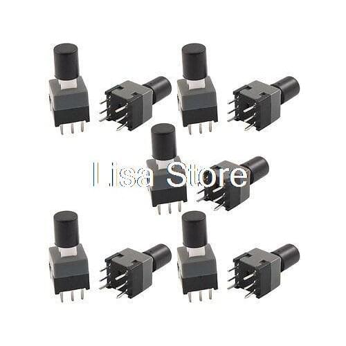 20pcs 8.5x8.5x14mm Latching Tact Push Button Switch 6 Pin DIP Through Hole w Cap