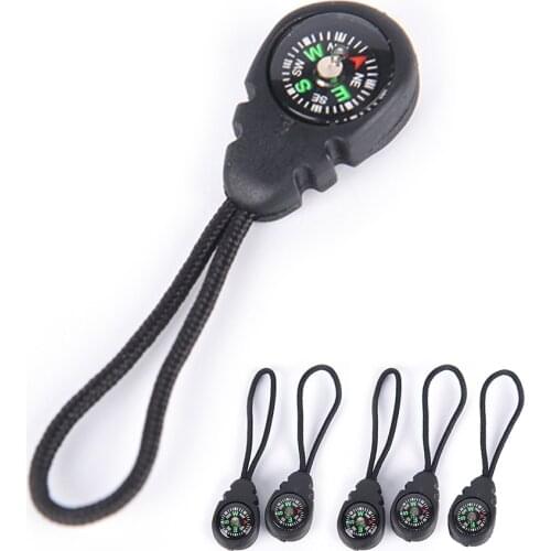Fashion 5pcs Zipper Pull Strap Camping Outdoor Accessories Mini Compass Backpack Bag Parts