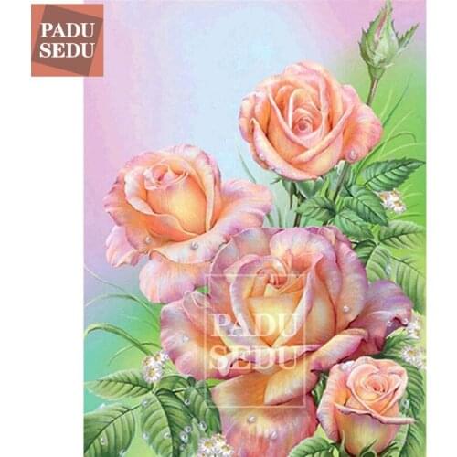 5D Diamond Painting Pink Flower Rose Full Square Round 3D Diamand Painting Roses Embroidery Home Decor Room Love Gifts For Women