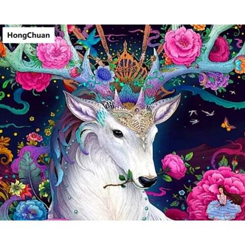 5D DIY Square/Round Diamond Painting Flower Elk Cartoon Mosaic Cross Embroidery Home Decoration Mural Christmas Gift New Year