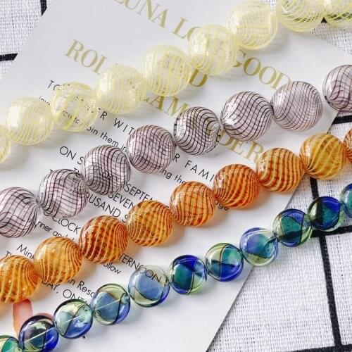 DIY jewelry accessories various patterns round oblate blown glass beads jewelry accessories materials