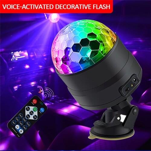 Car Accesories LED USB Ambient Car Lights Flash Automatic Rotation Automotive interior Voice Control Motorcycle Decorative Lamp