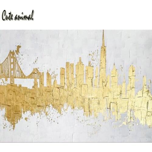 Diamond Embroidery Golden picture modern city abstract Full square round drill diamond painting Rhinestone Mosaic Cross Stitch