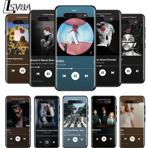 Android music player For LG G8 V30 V35 V40 V50 V60 Q60 K40S K50S K41S K51S K61 K71 K22 K31 K42 K92 ThinQ Black Soft Phone Case
