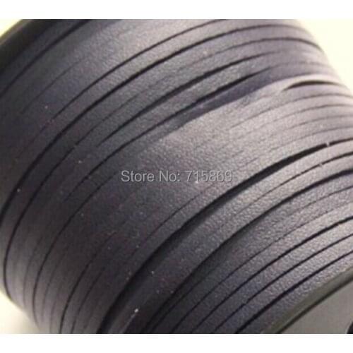 Free Ship 100 Meters 10mm Dark Blue Flat ONE SIDE Leather Flat Faux Suede Leather Cord
