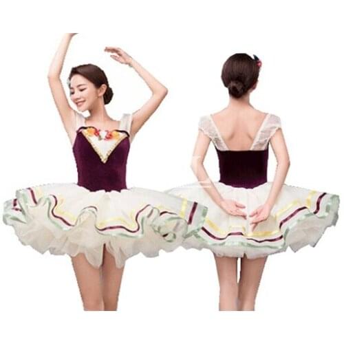 Free Shipping Purple Ballet Tutus Velour Bodies Child Fluffy Pettiskirts Ballet Performance Costumes CB002