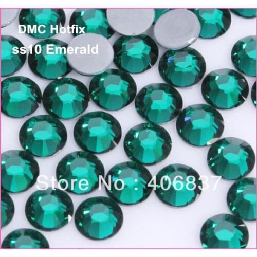 Free Shipping! 1440pcs/Lot, ss10 (2.7-2.9mm) High Quality DMC Emerald Iron On Rhinestones / Hotfix Rhinestones