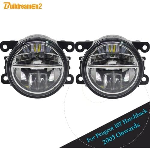 Buildreamen2 For Peugeot 107 Hatchback 2005 Onwards Car Front LED Fog Light Daytime Running Lamp DRL White 12V Accessories