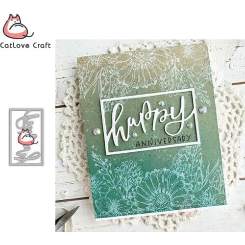 Catlove Happy Word Frame Metal Cutting Dies Scrapbooking Mold Stencil Die Cuts Card Making DIY Craft Embossing New Dies For 2020