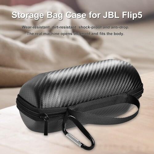 Wireless Bluetooth Speaker Storage Bag Case For JBL Flip5 Speaker Carbon Fiber Black Shock Resistant Storage Bag