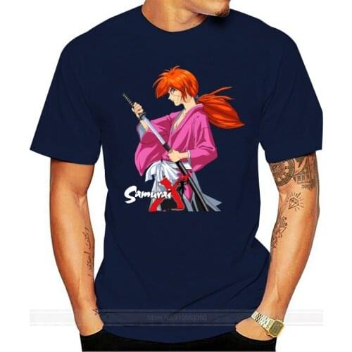 Rurouni Kenshin T Shirt Himura Kenshin Battousai Samurai X T-Shirt Men Cotton Tee Shirt 6xl Awesome Beach Graphic Tshirt
