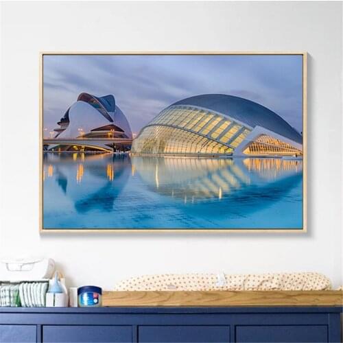 Valencia City of Arts and Sciences Building Oil Canvas Art Painting Living Room Decoration Painting Wall Painting Picture Poster