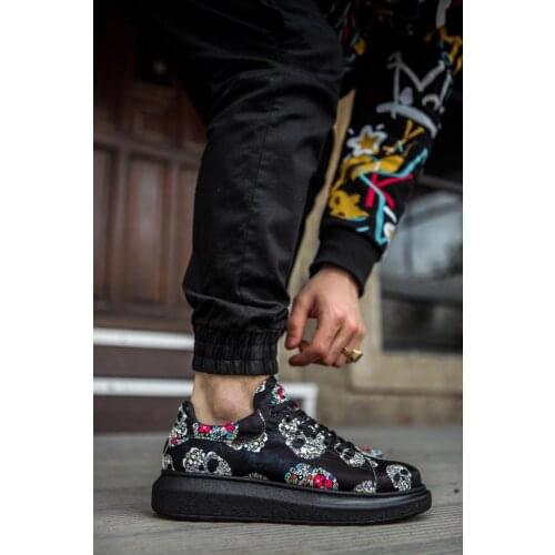 Knack High Base Daily Shoes 044 Black Skull And Crossbones