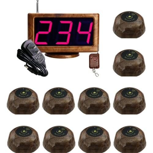 JINGLE BELLS 10 Call Button transmitter 1 main host Receiver Restaurant Hotel Pager Wireless Paging Calling System call pager