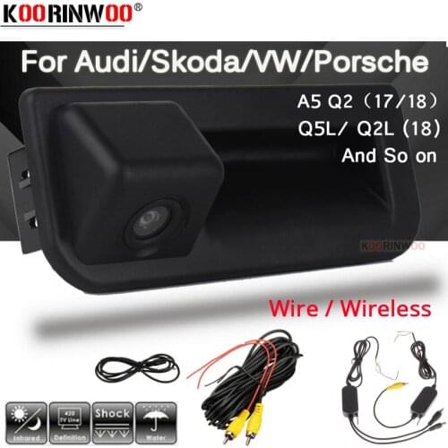 Koorinwoo Parking HD CCD Car Rear View camera Handle Button Camera for VW/Audi/Porsche/Skoda Q2 A5 Passat KODIAQ Karoq Q5L Q2L