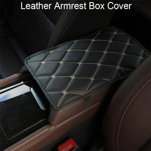 Leather Car Armrest Pad Covers Universal Center Console Auto Seat Armrests Box Pads Black Armrest Storage Protection Cushion