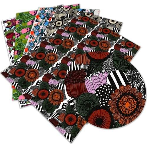Summer wind Floral Print Pattern Artificial Leather Fabric Used for Hair Accessories Sewing Materials For Home Decor30X136cm