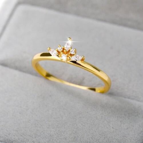 Hot Sale Crown Finger Rings For Women Girls Sparkling Zircon Brand Gold Ring Wedding Engagement Jewelry Accessories Gift