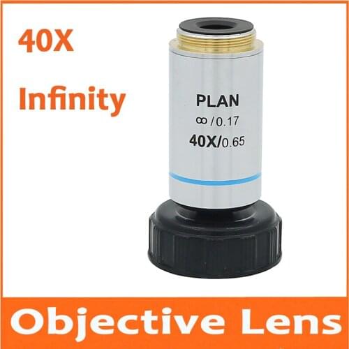 1pc 40X 195 Metal Infinity Plan Achromatic Objective Lens Educational Olympus Biomicroscope Biological Microscope 20.2mm