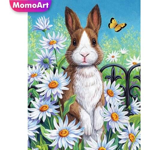 MomoArt Diamond Embroidery Rabbit New Arrival Diamond Mosaic Flower Cross Stitch Art Painting Animal Full Drill Square Wall Art