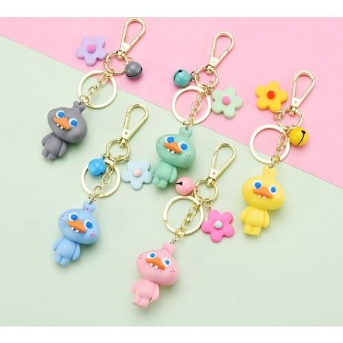 Cartoon Resin Ugly Duckling Keychain Cute Little Yellow Duck Keyring Women Couple Car Bag Pendant Key Chain Ring Creative Gift