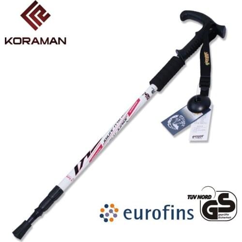 NEW Outdoor super light sticks telescopic folding aluminum alloy printing climb mountain walking stick T handle crutch 65-135cm