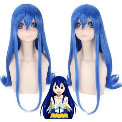 Anime Fairy Tail cosplay wig Lucy Heartfilia Wendy Marvell Cosplay Costume Wigs long straight blue Heat Resistant Synthetic hair