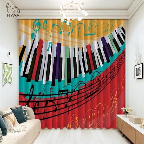 Piano Music Note Red Background ChildrenS Curtains Curtains For Kitchen Windows Bedroom Decor Child Curtain Boy Micro Shading
