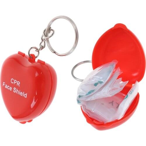 Outdoor Portable CPR First Aid Mask Check Valve Mini Keychain Plastic Box First Aid Supplies