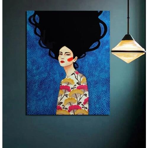 Beautiful girl Nordic Poster Wallpaper Canvas Painting Living Room Home Decoration Modern Wall Art Oil Painting Posters Pictures