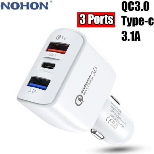 QC3.0+USBC+3.1A Universal USB Car Charger For iPhone 12 11 X 7 8 Samsung A51 S20 Xiaomi mi Redmi Note 10 Huawei 12V Fast Adapter