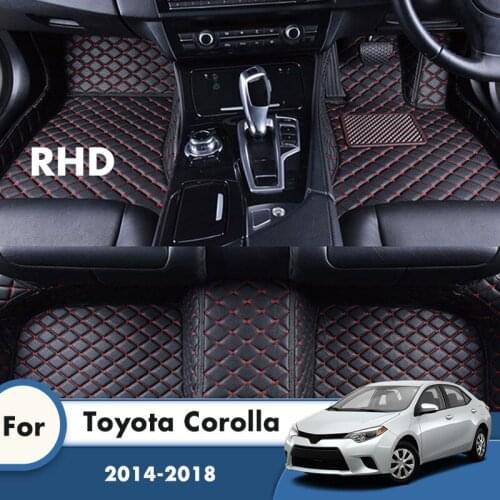 RHD Car Floor Mats For Toyota Corolla XI 11th E170 2018 2017 2016 2015 2014 Carpets Leather Custom Auto Accessories Interior