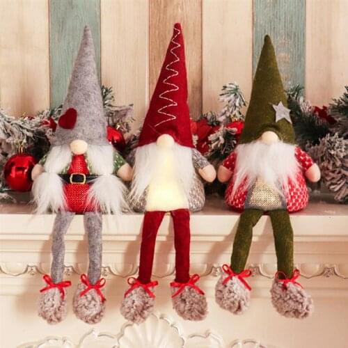 1Pc Christmas Luminous Gnome Doll Ornament Lovely Rudolph Doll Adornment