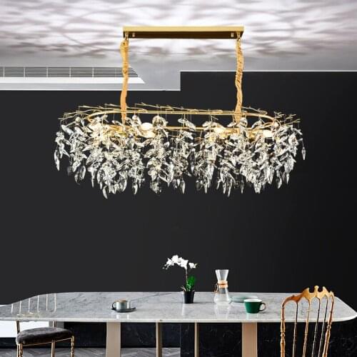 Modern Luxury Gold Crystal Chandelier Lighting Led Pendant Light Fixture for Living Room Hotel Hall Art Decor Hanging Lamp
