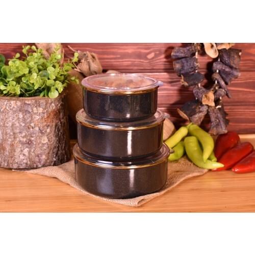 Taşev Bambum Melse - 3 \ 'lü Storage Bowl Black (14-16-18 Cm.)