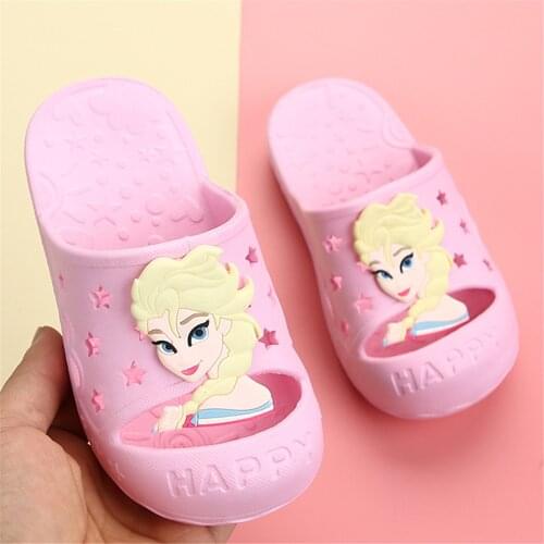 Disney Frozen Elsa Shoes for Girls Children Lovely Cartoon Princess Flat Sandals Shoes Inside and Outside Slippers with Bow