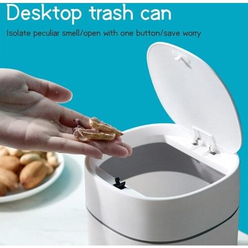 Mini Covered Smart Trash Can For Kitchen Cabinet Storage Bucket Garbage Automatic Wastebin Desktop Dustbin Trash Can In Toilet
